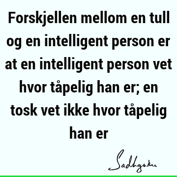 Forskjellen mellom en tull og en intelligent person er at en intelligent person vet hvor tåpelig han er; en tosk vet ikke hvor tåpelig han