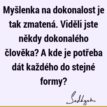 Myšlenka na dokonalost je tak zmatená. Viděli jste někdy dokonalého člověka? A kde je potřeba dát každého do stejné formy?