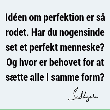 Idéen om perfektion er så rodet. Har du nogensinde set et perfekt menneske? Og hvor er behovet for at sætte alle i samme form?