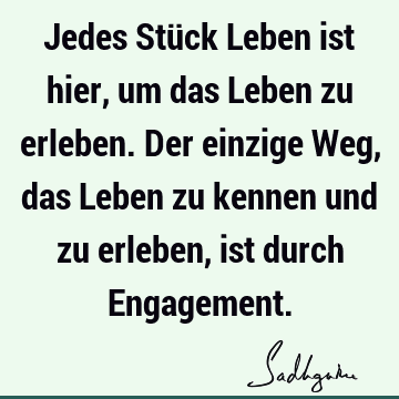 Jedes Stück Leben ist hier, um das Leben zu erleben. Der einzige Weg, das Leben zu kennen und zu erleben, ist durch E