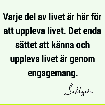 Varje del av livet är här för att uppleva livet. Det enda sättet att känna och uppleva livet är genom