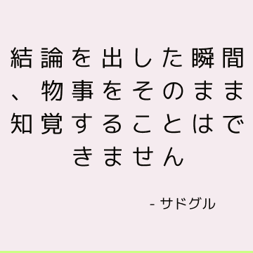 結論を出した瞬間、物事をそのまま知覚することはできません