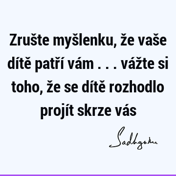 Zrušte myšlenku, že vaše dítě patří vám ... vážte si toho, že se dítě rozhodlo projít skrze vá