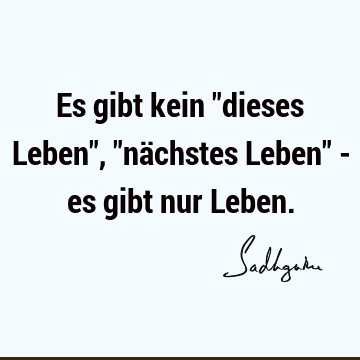 Es gibt kein "dieses Leben", "nächstes Leben" - es gibt nur L