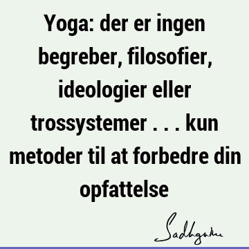 Yoga: der er ingen begreber, filosofier, ideologier eller trossystemer ... kun metoder til at forbedre din