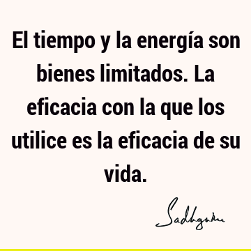 El tiempo y la energía son bienes limitados. La eficacia con la que los utilice es la eficacia de su