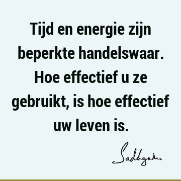 Tijd en energie zijn beperkte handelswaar. Hoe effectief u ze gebruikt, is hoe effectief uw leven