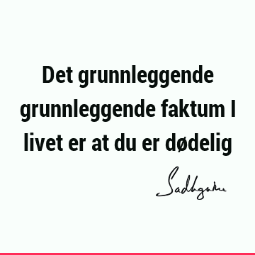 Det grunnleggende grunnleggende faktum i livet er at du er dø