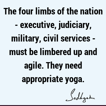 The four limbs of the nation - executive, judiciary, military, civil services - must be limbered up and agile. They need appropriate