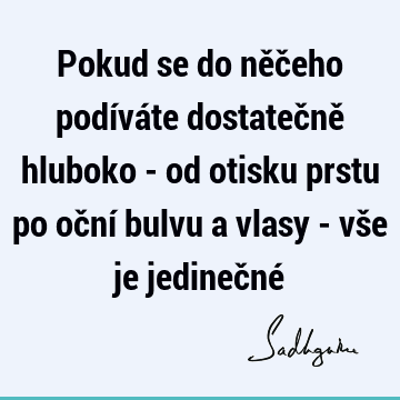 Pokud se do něčeho podíváte dostatečně hluboko - od otisku prstu po oční bulvu a vlasy - vše je jedinečné