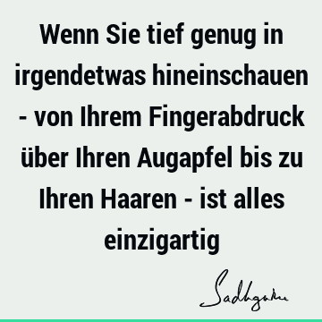 Wenn Sie tief genug in irgendetwas hineinschauen - von Ihrem Fingerabdruck über Ihren Augapfel bis zu Ihren Haaren - ist alles