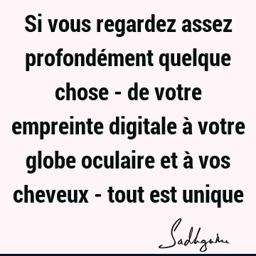 Si vous regardez assez profondément quelque chose - de votre empreinte digitale à votre globe oculaire et à vos cheveux - tout est