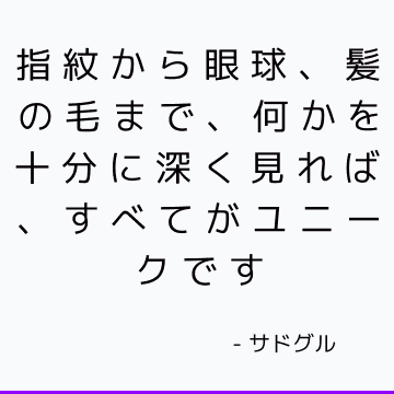 指紋から眼球、髪の毛まで、何かを十分に深く見れば、すべてがユニークです