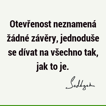 Otevřenost neznamená žádné závěry, jednoduše se dívat na všechno tak, jak to