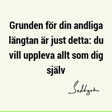 Grunden för din andliga längtan är just detta: du vill uppleva allt som dig sjä