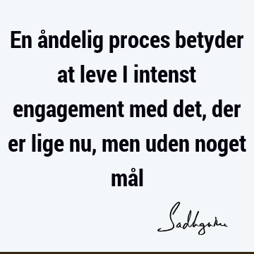 En åndelig proces betyder at leve i intenst engagement med det, der er lige nu, men uden noget må