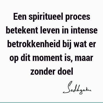 Een spiritueel proces betekent leven in intense betrokkenheid bij wat er op dit moment is, maar zonder