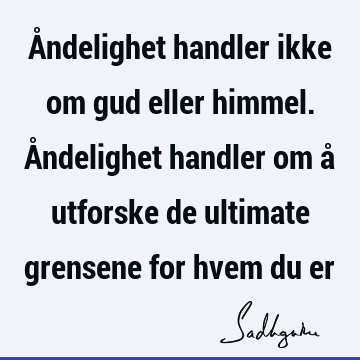 Åndelighet handler ikke om gud eller himmel. Åndelighet handler om å utforske de ultimate grensene for hvem du