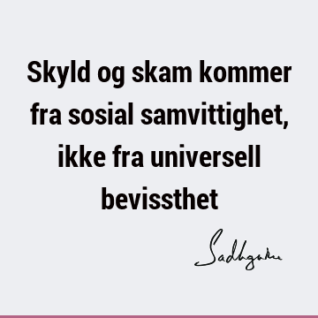 Skyld og skam kommer fra sosial samvittighet, ikke fra universell