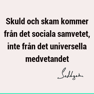 Skuld och skam kommer från det sociala samvetet, inte från det universella