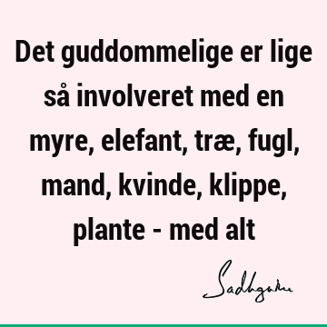 Det guddommelige er lige så involveret med en myre, elefant, træ, fugl, mand, kvinde, klippe, plante - med