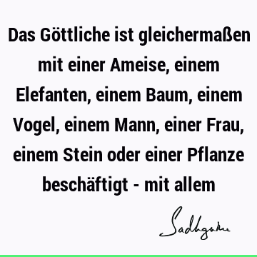 Das Göttliche ist gleichermaßen mit einer Ameise, einem Elefanten, einem Baum, einem Vogel, einem Mann, einer Frau, einem Stein oder einer Pflanze beschäftigt -