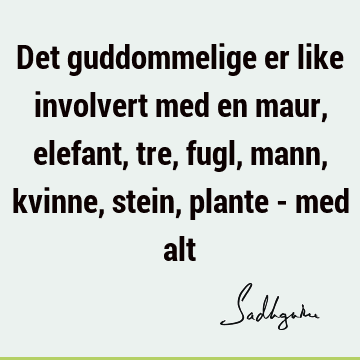 Det guddommelige er like involvert med en maur, elefant, tre, fugl, mann, kvinne, stein, plante - med