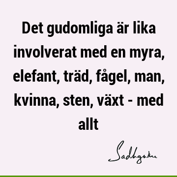 Det gudomliga är lika involverat med en myra, elefant, träd, fågel, man, kvinna, sten, växt - med