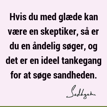 Hvis du med glæde kan være en skeptiker, så er du en åndelig søger, og det er en ideel tankegang for at søge