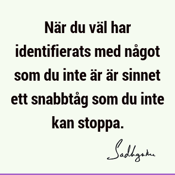 När du väl har identifierats med något som du inte är är sinnet ett snabbtåg som du inte kan