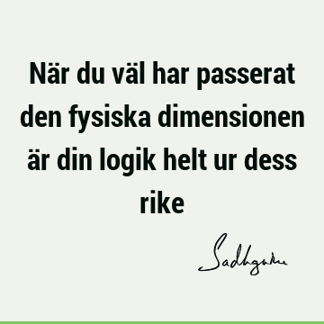 När du väl har passerat den fysiska dimensionen är din logik helt ur dess