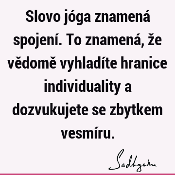 Slovo jóga znamená spojení. To znamená, že vědomě vyhladíte hranice individuality a dozvukujete se zbytkem vesmí