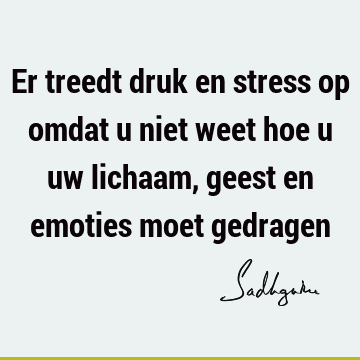 Er treedt druk en stress op omdat u niet weet hoe u uw lichaam, geest en emoties moet