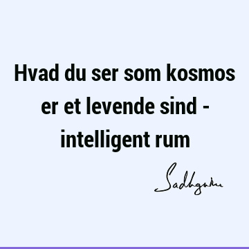 Hvad du ser som kosmos er et levende sind - intelligent