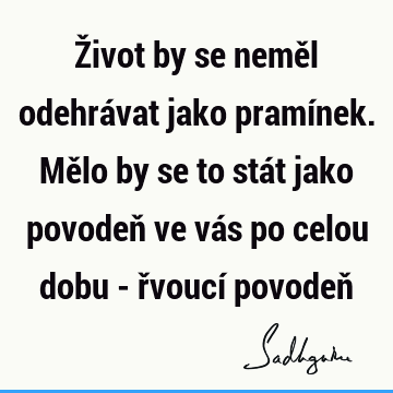 Život by se neměl odehrávat jako pramínek. Mělo by se to stát jako povodeň ve vás po celou dobu - řvoucí povodeň