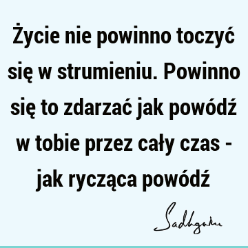 Życie nie powinno toczyć się w strumieniu. Powinno się to zdarzać jak powódź w tobie przez cały czas - jak rycząca powódź