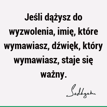 Jeśli dążysz do wyzwolenia, imię, które wymawiasz, dźwięk, który wymawiasz, staje się waż