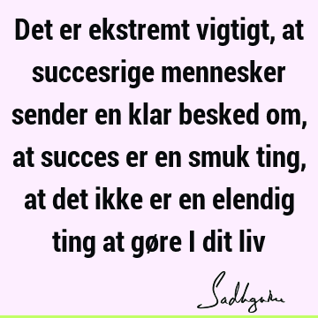 Det er ekstremt vigtigt, at succesrige mennesker sender en klar besked om, at succes er en smuk ting, at det ikke er en elendig ting at gøre i dit