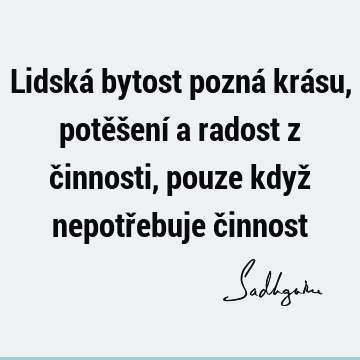 Lidská bytost pozná krásu, potěšení a radost z činnosti, pouze když nepotřebuje č