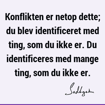 Konflikten er netop dette; du blev identificeret med ting, som du ikke er. Du identificeres med mange ting, som du ikke