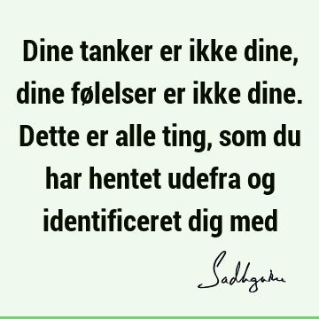 Dine tanker er ikke dine, dine følelser er ikke dine. Dette er alle ting, som du har hentet udefra og identificeret dig