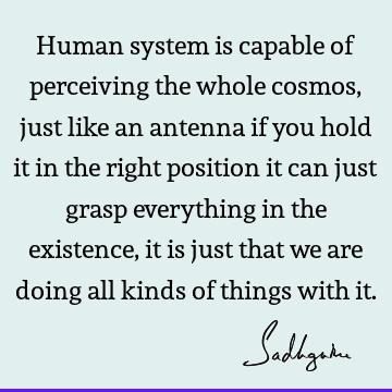 Human system is capable of perceiving the whole cosmos, just like an antenna if you hold it in the right position it can just grasp everything in the existence,