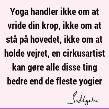 Yoga handler ikke om at vride din krop, ikke om at stå på hovedet, ikke om at holde vejret, en cirkusartist kan gøre alle disse ting bedre end de fleste