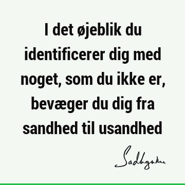 I det øjeblik du identificerer dig med noget, som du ikke er, bevæger du dig fra sandhed til