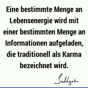 Eine bestimmte Menge an Lebensenergie wird mit einer bestimmten Menge an Informationen aufgeladen, die traditionell als Karma bezeichnet