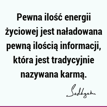 Pewna ilość energii życiowej jest naładowana pewną ilością informacji, która jest tradycyjnie nazywana karmą