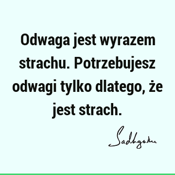 Odwaga jest wyrazem strachu. Potrzebujesz odwagi tylko dlatego, że jest