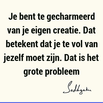 Je bent te gecharmeerd van je eigen creatie. Dat betekent dat je te vol van jezelf moet zijn. Dat is het grote