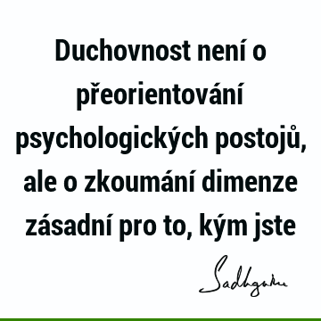 Duchovnost není o přeorientování psychologických postojů, ale o zkoumání dimenze zásadní pro to, kým