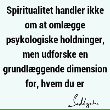 Spiritualitet handler ikke om at omlægge psykologiske holdninger, men udforske en grundlæggende dimension for, hvem du